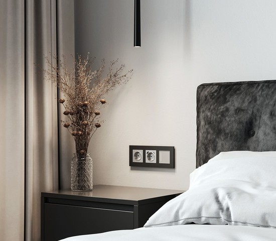 W0032908/ Рамка на 3 поста Slab (черный матовый)