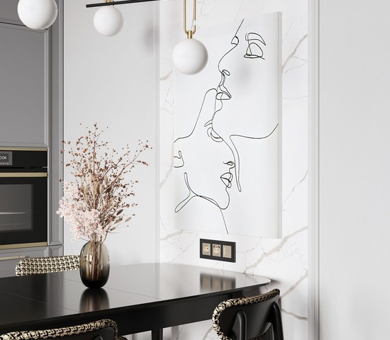 W0032908/ Рамка на 3 поста Slab (черный матовый)