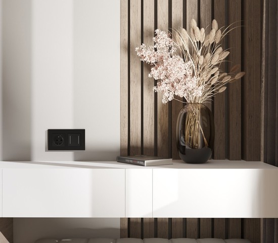 W0022908/ Рамка на 2 поста Slab (черный матовый)