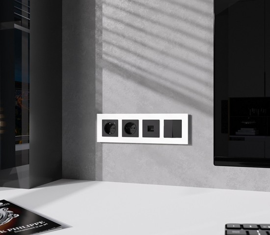 W0042961/ Рамка на 4 поста Slab (белый матовый)