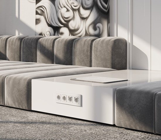 W0042961/ Рамка на 4 поста Slab (белый матовый)