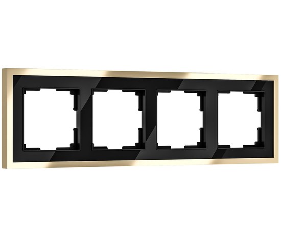 W0042852/ Рамка на 4 поста Baguette (черный/латунь)