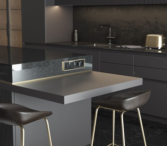 W0042852/ Рамка на 4 поста Baguette (черный/латунь)