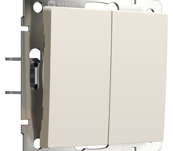 W1122462/ Выключатель двухклавишный с самовозвратом (айвори матовый)