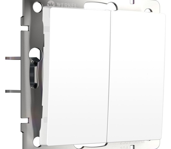 W1122461/ Выключатель двухклавишный с самовозвратом (белый матовый)