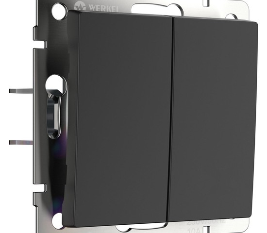 W1122408/ Выключатель двухклавишный с самовозвратом (черный матовый)