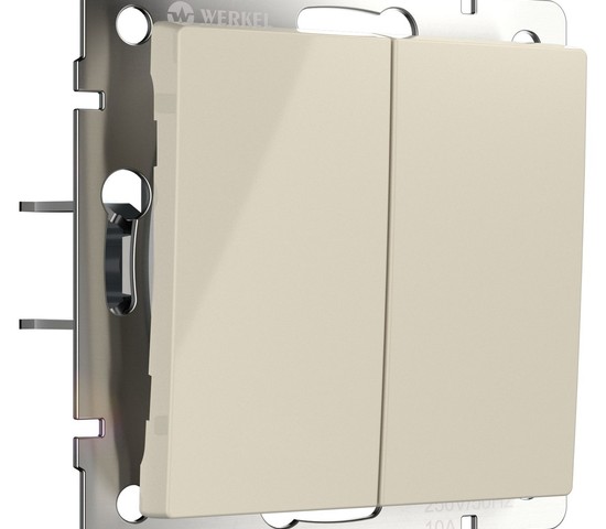 W1122403/ Выключатель двухклавишный с самовозвратом (слоновая кость)