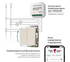 W1122403/ Выключатель двухклавишный с самовозвратом (слоновая кость)