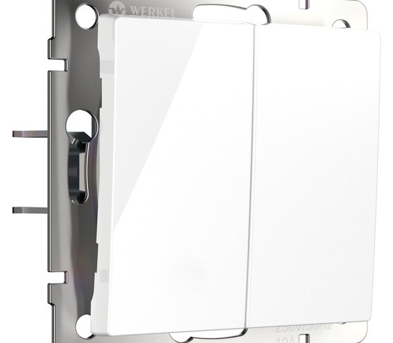 W1122401/ Выключатель двухклавишный с самовозвратом (белый)