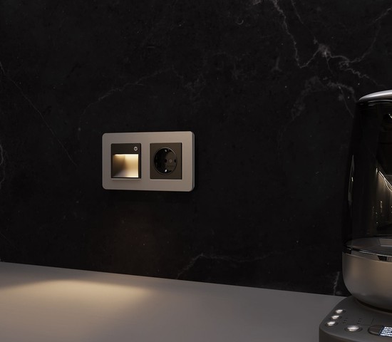 W1154608/ Встраиваемая LED подсветка три режима с датчиком движения  (черный матовый)