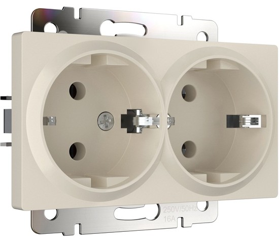 W1172062/ Розетка двойная с заземлением (айвори матовый)