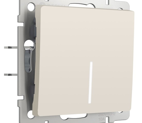 W1112162/ Выключатель одноклавишный проходной с подсветкой (айвори матовый)