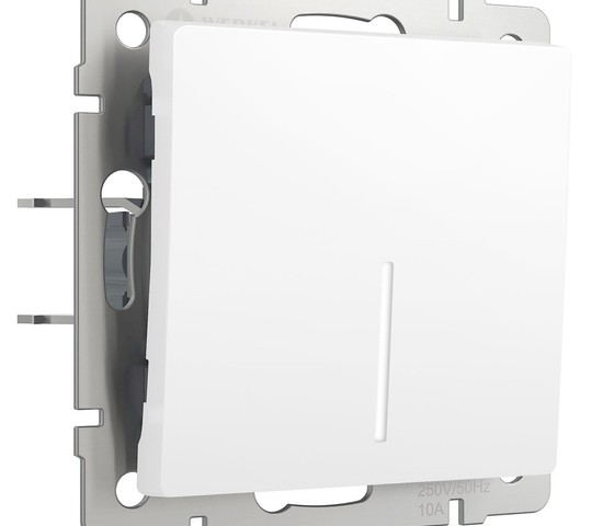 W1112161/ Выключатель одноклавишный проходной с подсветкой (белый матовый)