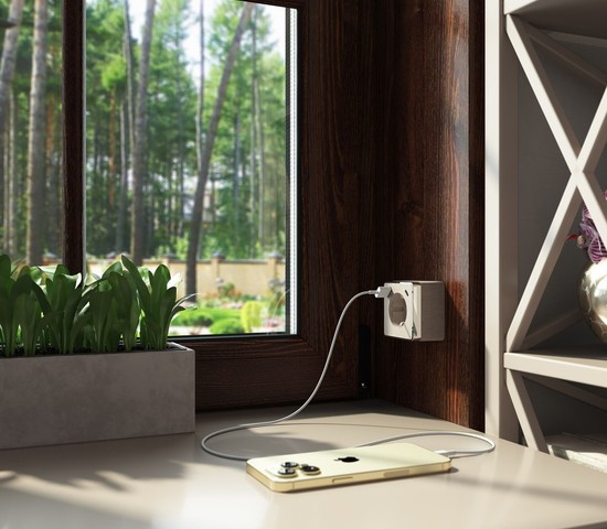 W5071710/ Розетка с заземлением, шторками и USB тип A+C Gallant (шампань рифленый)