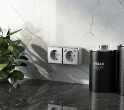 W5071706/ Розетка с заземлением, шторками и USB тип A+C Gallant (серебряный)