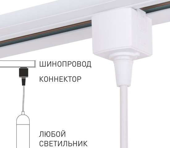 Коннектор для однофазного шинопровода белый (TRLM-1-WH)