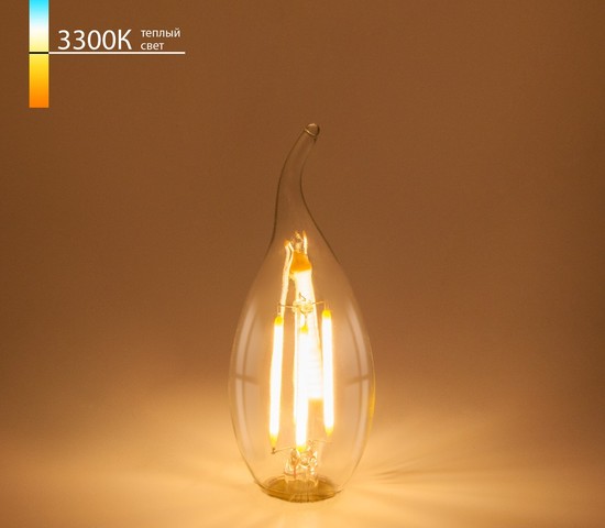 Лампа Свеча на ветру BLE1428 9W 3300K E14 (CW35 прозрачный)